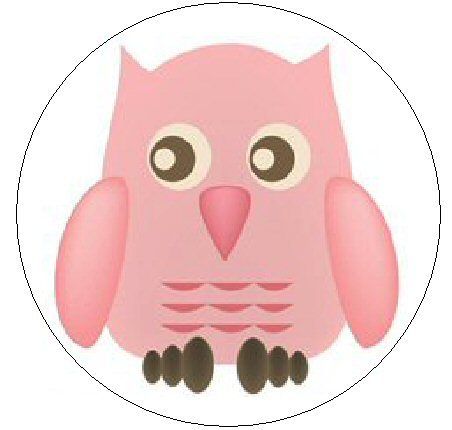 CUTE PINK OWL   1 Round Labels Seals/Stickers  