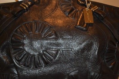   16356 Madison Embellished Leather Sophia Black Satchel Bag NEW  