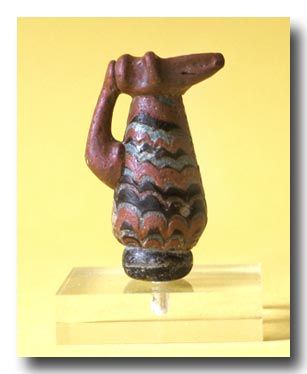 Roman Mosaic Glass Pendant Amulet, form of a Jug, East Mediterranean 