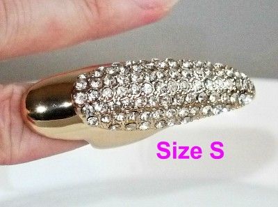   gold plated chunky claw paw crystal finger tips nail ring R30  