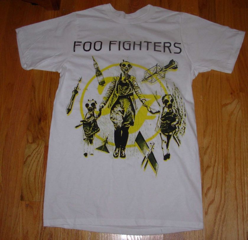 FOO FIGHTERS White Shirt GAS MASK FAMILY many sizes  