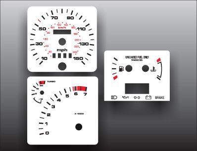 1985 1989 Ford Merkur XR4Ti White Face Gauges for Instrument Cluster 