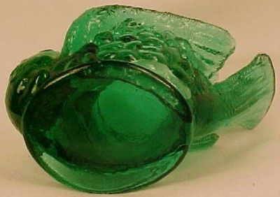 Vintage BIRD & BERRY EMERALD GREEN GLASS OPEN SALT Degenhart