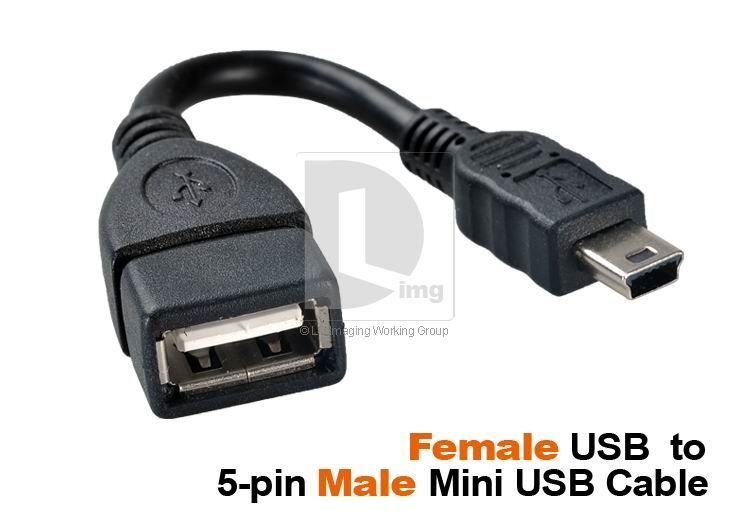 USB 2.0 Female to 5 pin Male Mini USB Cable for for GPS,  PDA SKU 