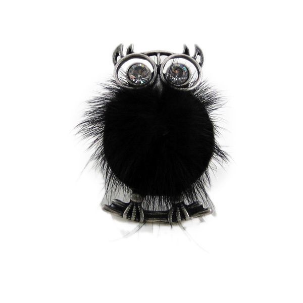   Stretch Ring Faux Fur Elastic Band Black Oversize Large Super Cute