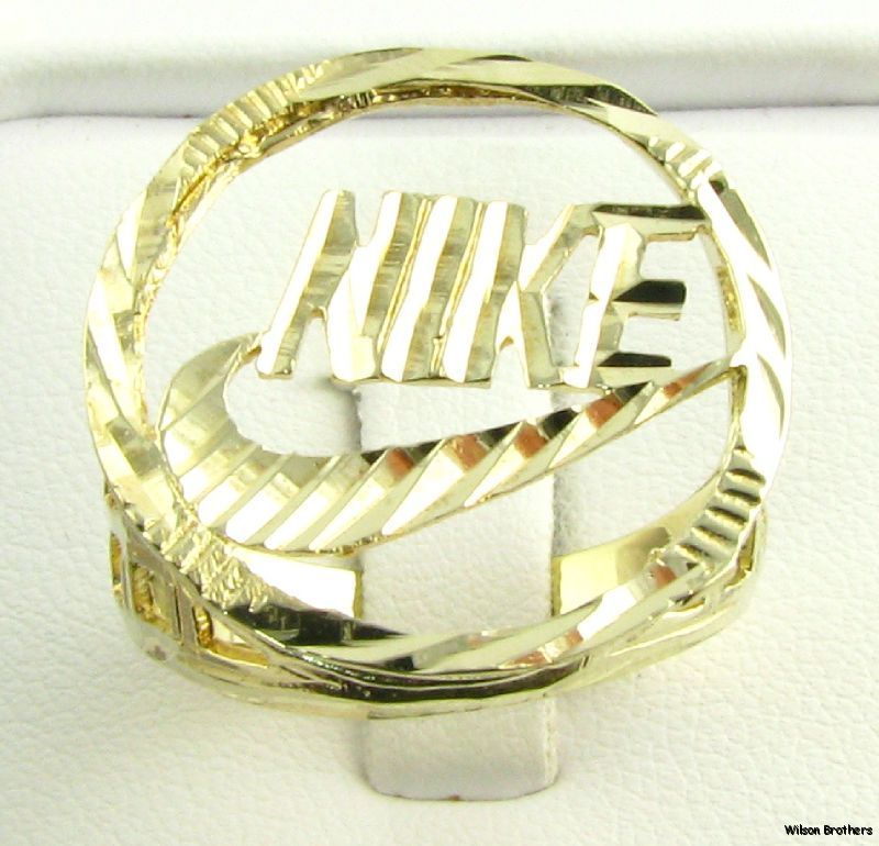   Fashion Ring   10k Solid Yellow Gold Diamond Cut Swoosh Sports  