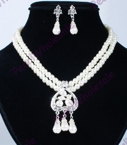 wholesale 12sets alloy Imitation pearl necklace earring  
