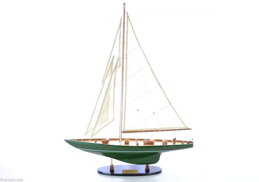 Shamrock 26 Green   Wooden Model Sail Boat  