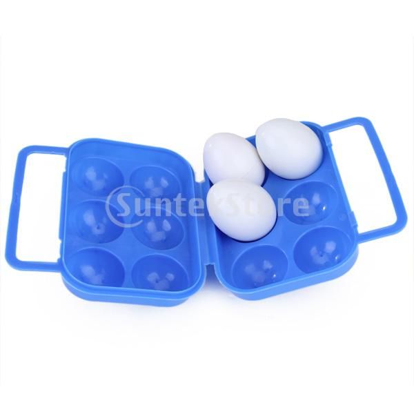   PICNIC Plastic 6 Eggs Portable Carrier Container Storage Tray Box BLUE